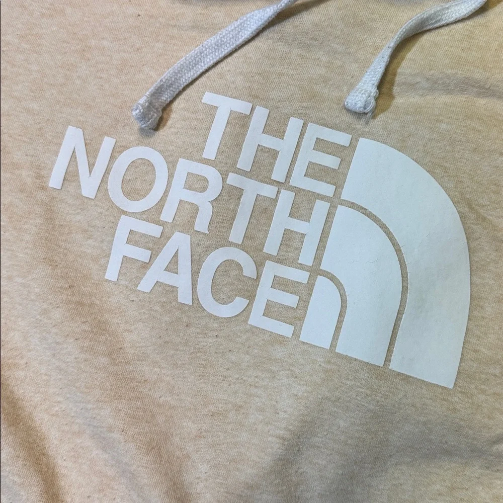 The North Face mens S Small cream fleece cotton blend pullover hoodie EUC